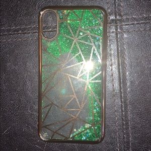 ✨Green and gold iPhone glitter XS CASE✨